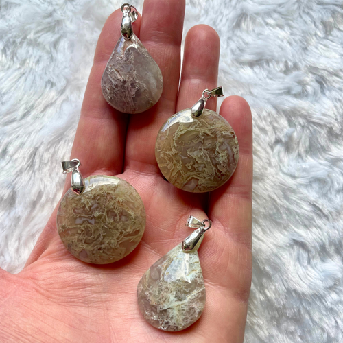 Agate fleur mousse - Pendentifs