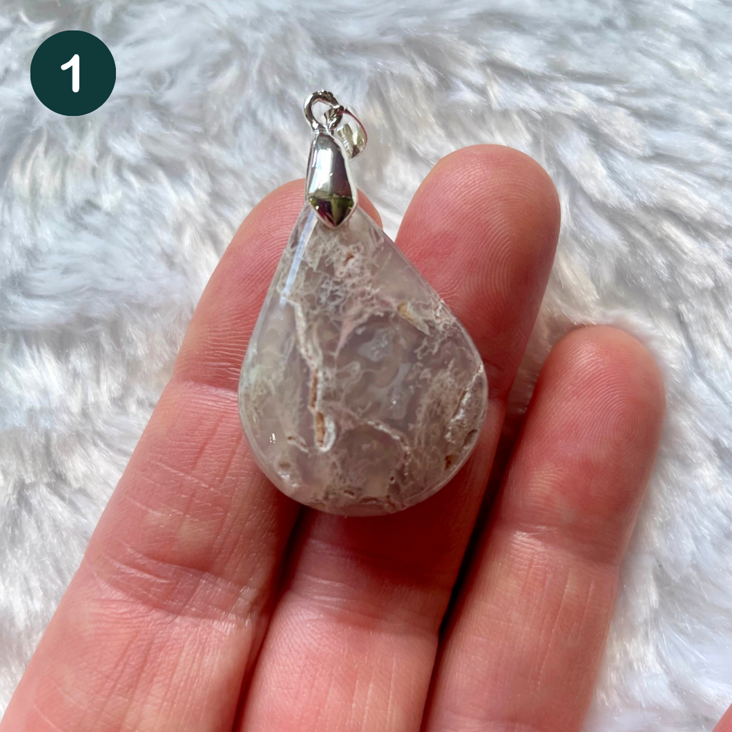 Agate fleur mousse - Pendentifs