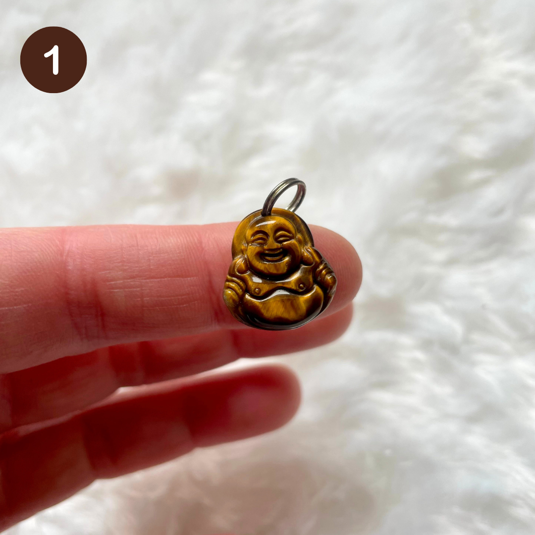 Oeil de tigre - Pendentifs bouddha et petite fille