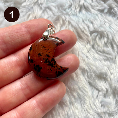Obsidienne acajou - Pendentif lune