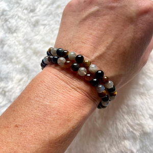 Triple protection (obsidienne oeil céleste/oeil de tigre/labradorite) - Bracelets