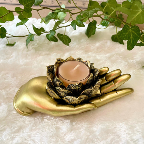 Bougeoir main fleur de lotus - Décoration