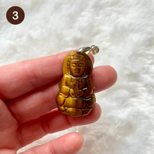 Charger l&#39;image dans la galerie, Oeil de tigre - Pendentifs bouddha et petite fille