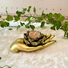 Charger l&#39;image dans la galerie, Bougeoir main fleur de lotus - Décoration